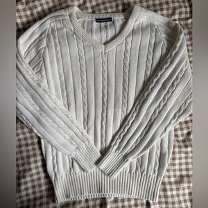 Brandy Melville White Cable Knit Sweater